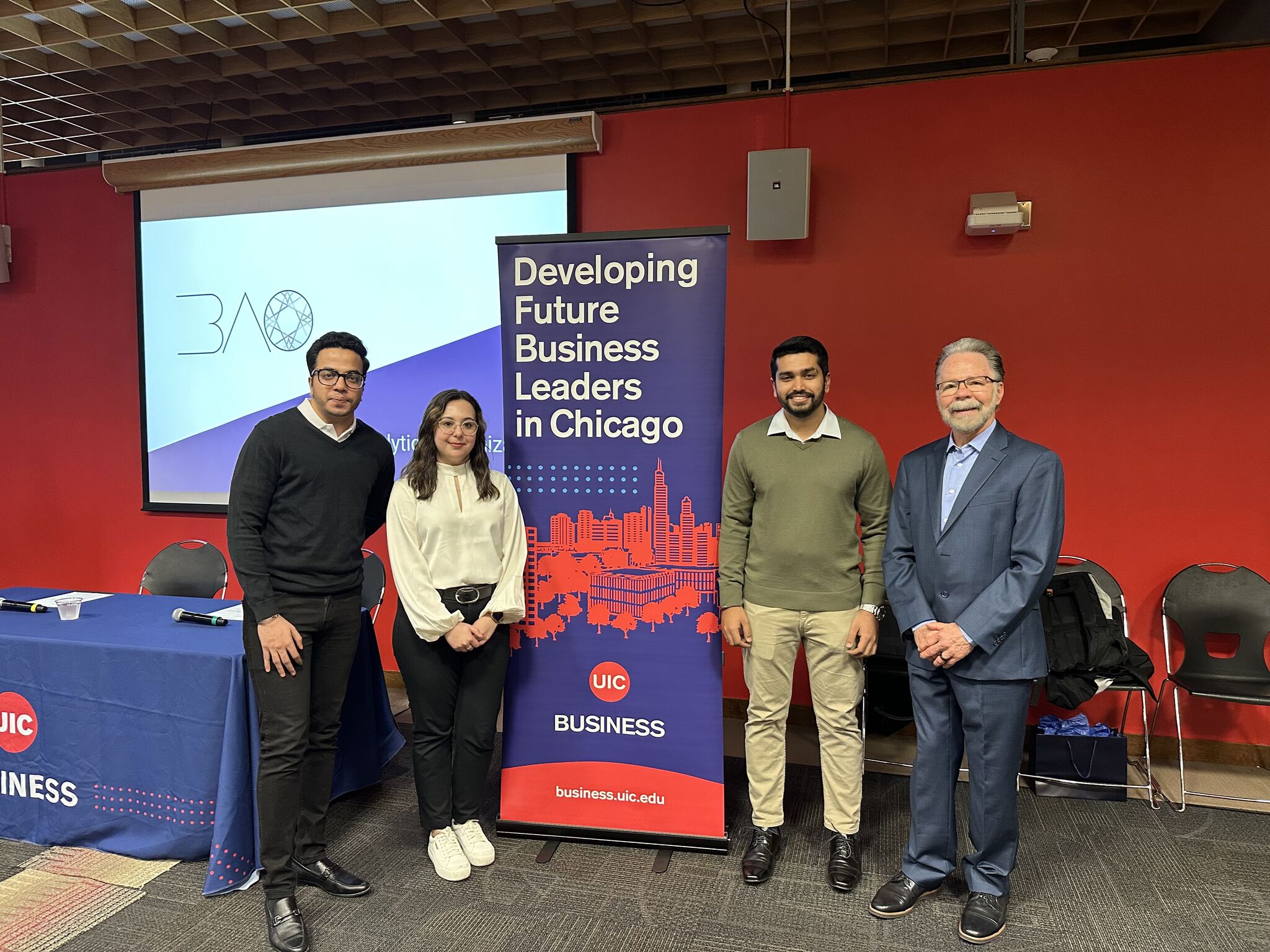 With fellow panelists and faculty at UIC Business